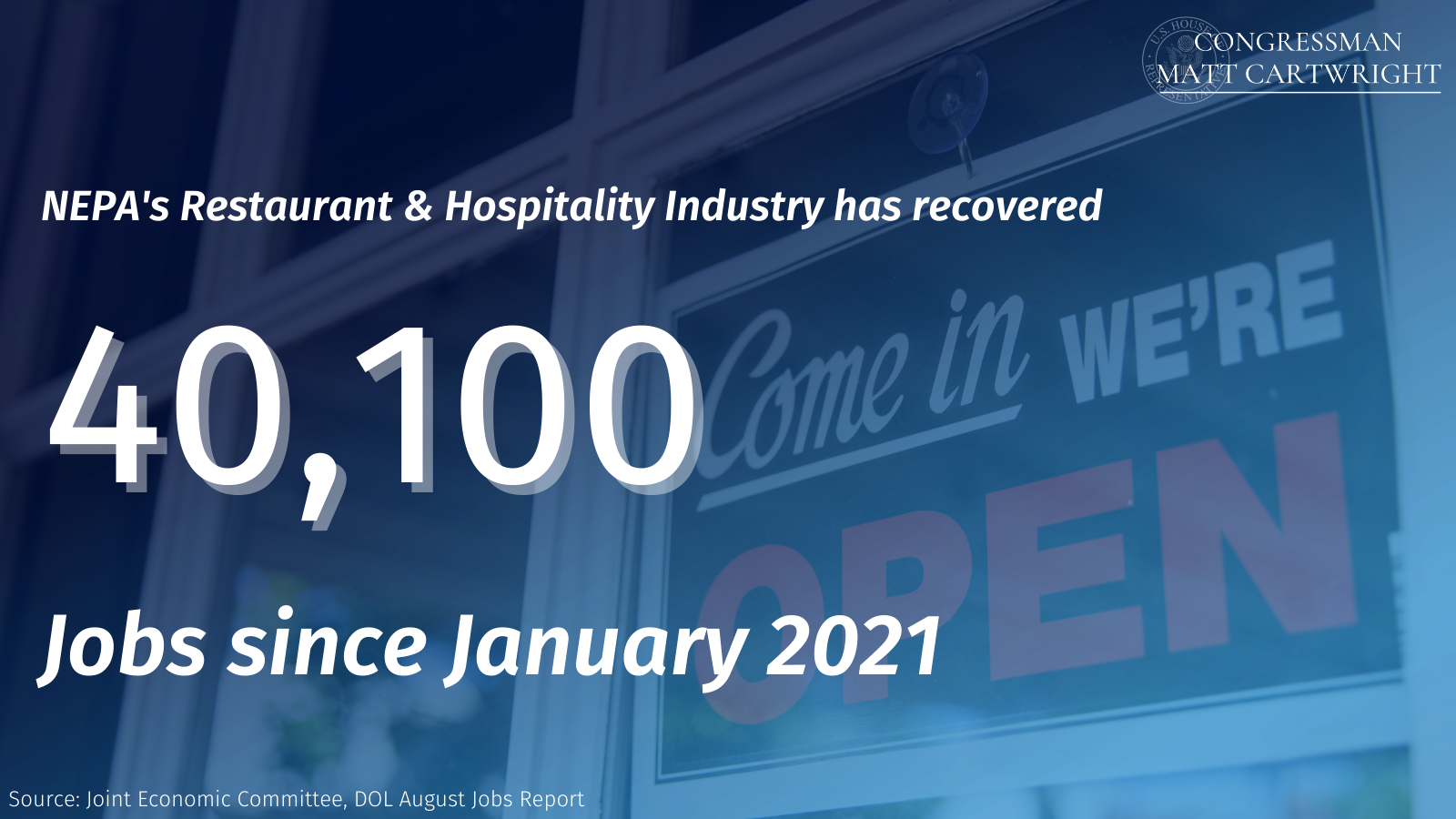NEPA's restaurant and hospitality industry has recovered 40,100 jobs since January 2021