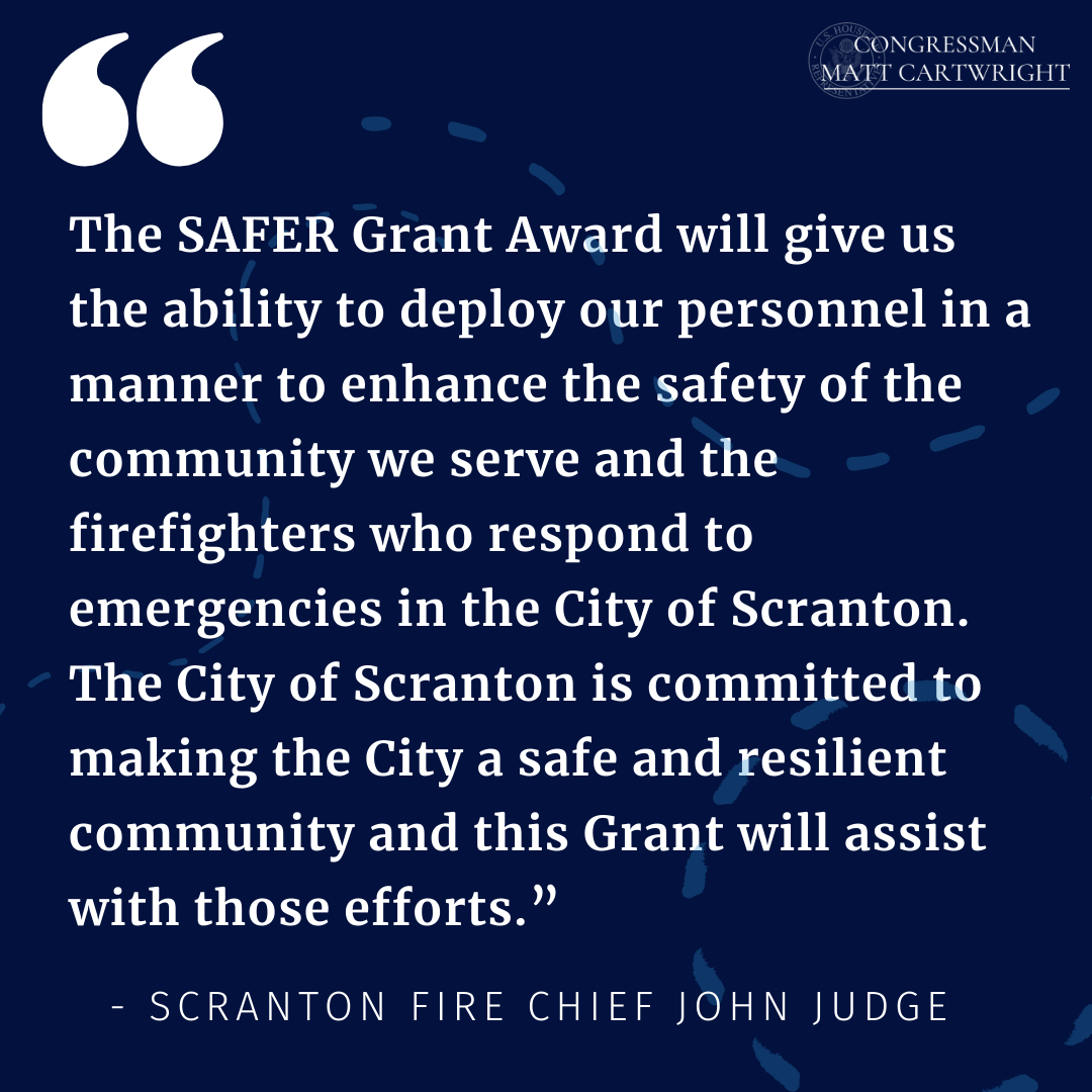 Scranton Fire Chief Comments on Federal Grant to Support Hiring of More Firefighters