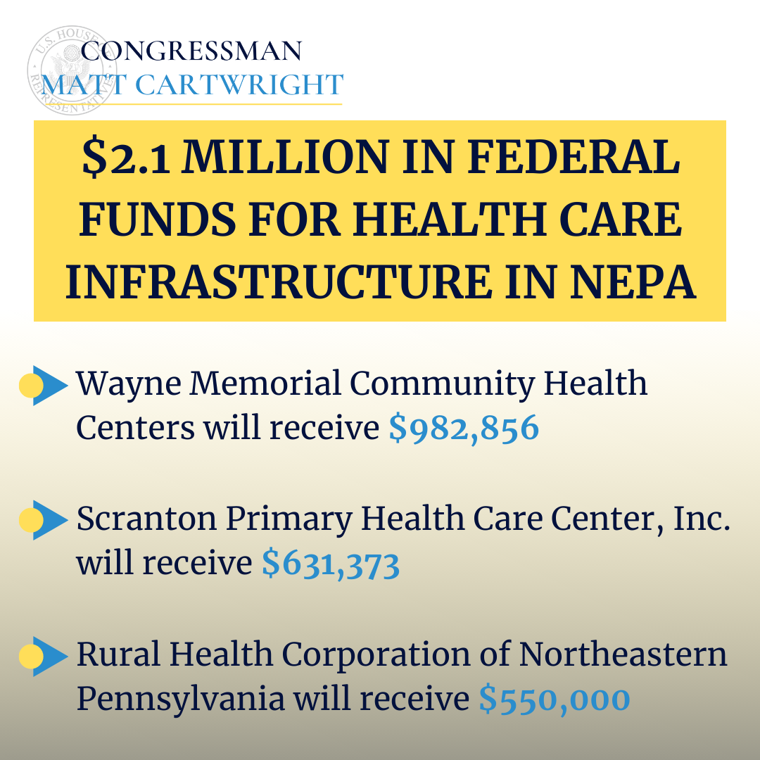 Community Health Centers in NEPA receive $2.1 million in American Rescue Plan funds