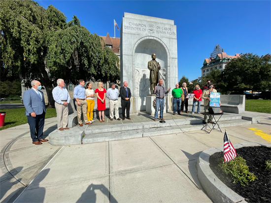 Congressman Cartwright Speaks in Front of John Mitchell Statue